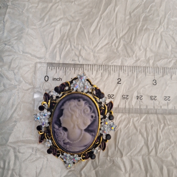 VTG Purple 2 in 1 Victorian Style CAMEO Brooch/ Pendant - Picture 8 of 8